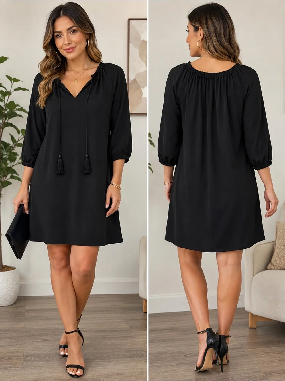 Michael Kors Black Tassel Tie Swim Cover-Up Tunic